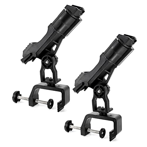 byhsports Rutenhalter Doppelpack Fischerboot/Boot Ruten-Halter 360 Grad Verstellbarer großer Klemmöffnung Angelrutenhalter für Angelboot Fischerboot Boot