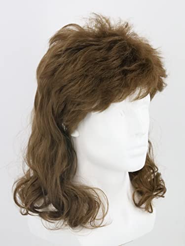 LeMarnia 80s Men's Brown Mullet Wig Halloween Costume Party Wig, 23 inches x 12 inches x 1 inch - Image 4