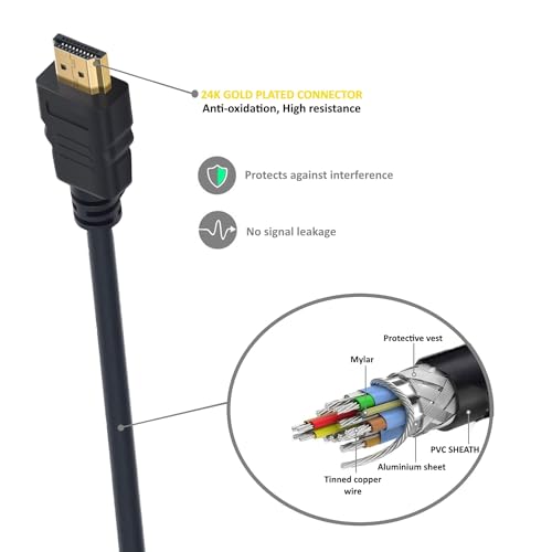 Ewent Cavo Hdmi 8K Da 8.0 M, Alta Velocità Con Ethernet, Ampia Compatibilità, 4K@120 Hz - 8K@60 Hz, Per Laptop, Monitor, PS5,PS4, Xbox One, Fire Tv, Proiettori E Tanto Altro,Nero,Contact Placcato Oro - 8