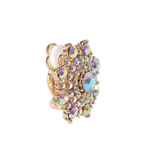 Clip On Crystal Earrings for Women - PeriFairy Halo Snowflake Geometric Rhinestone Statement Non Pierced Earrings Gold Silver Jewelry2