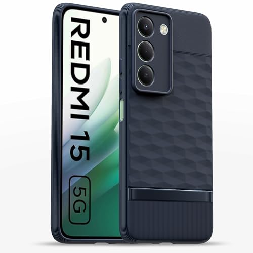 Image of Pikkme Back Cover for Redmi 15 5G Camera Protection 3D Hexa Cube Design Silicone Protective Bumper Case (Blue)