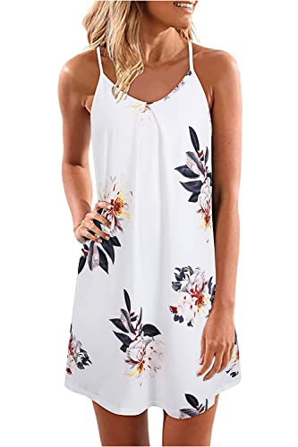 Ultranice Women's 2023 Spring Summer Casual Vacation Hawaiian Beach Dresses Trendy Cover Up V Neck Floral Backless Mini Sun Dress(Floral B,L) #TOP7