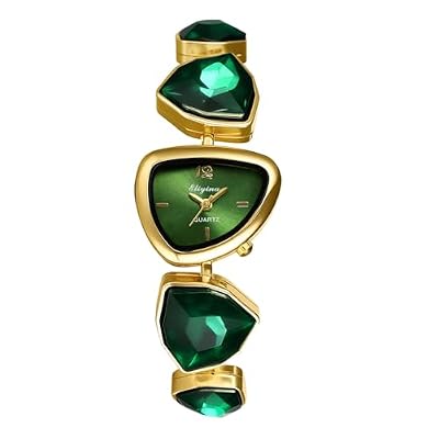 OIDEA Orologio da polso da donna alla moda, con cristallo: pietra portafortuna, sottile, cinturino in acciaio inox, analogico, al quarzo, con strass, elegante regalo per donne e fidanzate, verde