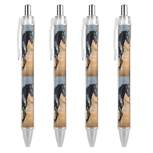 Stylo à bille motif cheval arabe pointe fine encre noire écriture lisse