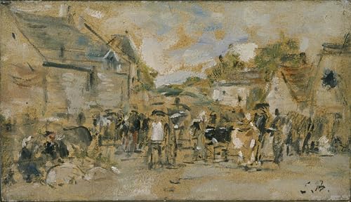 Poster image Eugéne Boudin impression sur toile marché du village 60x90cm