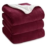 Bedsure GentleSoft Sherpa Fleece Blankets King Size for Bed - Thick and Warm Throw for Girls and Women, Soft Fuzzy Plush King Christmas Blanket for Winter, Non-Heated, Burgundy, 108x90 Inches