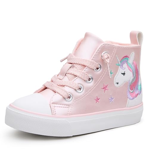 Weestep Toddler Girls Glitter High-Top Sneakers – Easy-On Canvas Shoes