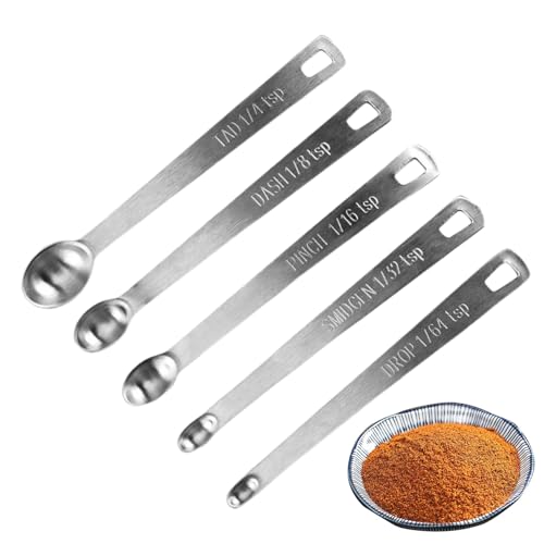 Cucharas medidoras de acero inoxidable – 5 tazas de cocina de precisión, juego de cucharadas duraderas con nivelación | Medidor de ingredientes confiable para preparación de líquidos secos, ho
