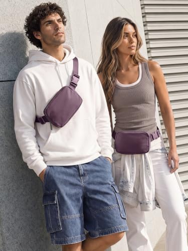 Image of ODODOS Unisex Mini Belt Bag with Adjustable Strap Small Fanny Pack for Workout Running Traveling Hiking, Plum