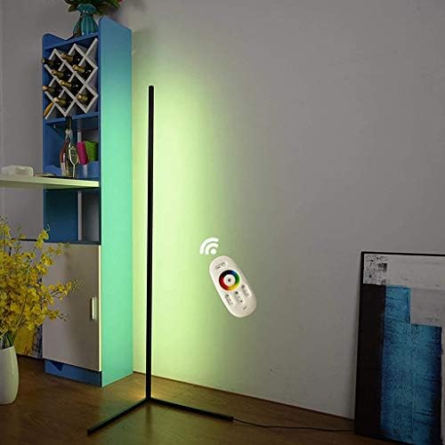 XXVH Modern Minimalist LED Corner Floor Lamp, RGB Color Changing Standing Lamp Dimmable with Remote Control, Home Soft Lighting Floor Lamp, Christmas Interior Decoration Lights Black