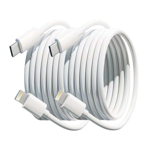 ONGAHON Cable USB C a Lightning, certificado MFi para cargador de iPhone PD de 27 W, carga rápida, compatible con iPhone 14/13 Pro/mini/13/12/11 Pro MAX/XR/XS/8/7/Plus/6S/SE/iPad (2, blanco, 10 pies)