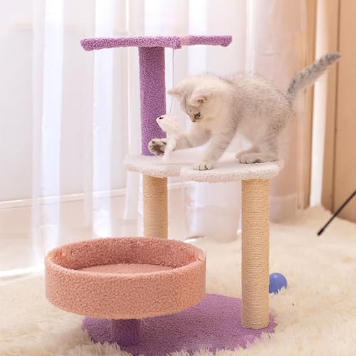 室内猫用キャットツリー、爪とぎポスト付きキャットタワー、モダンな子猫のかわいい家具、マルチレベルプラッシュベッドパーチ、小動物の遊びのためのインタラクティブダン