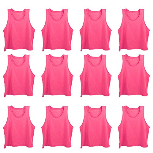 Team Practice Vests,12PCS Nylon Mesh Scrimmage Pinnies Jerseys for Children Girls Sports Basketball, Soccer, Football, Volleyball