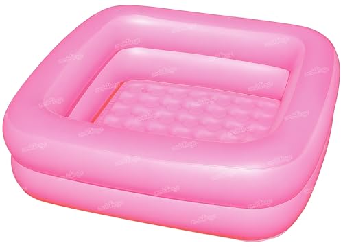 Image of Zest 4 Toyz Bathtub Swimming Pool for Kids Inflatable Pool Outdoor Water Pool Bathtub Baby Bathing Swimming Tub for Kids 0-3 Years 90L x 90W x 23H cm (Pink)