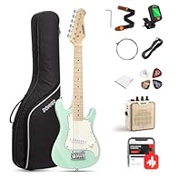 🎸[ Built for Kids with Rock and Roll Dreams ] The learning process for children is often more strenuous than for adults. Standard full size electric guitars are too bulky for younger children and can even crush the skeletal development of the child's...