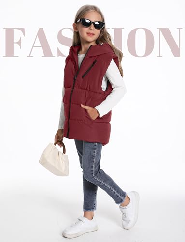 Happy Cherry Kids Puffer Hooded Vest for Boy Girls Padded Sleeveless Jacket Zipper Vest 3-11 Years3