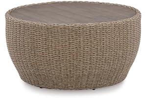 Signature Design by Ashley Danson Bohemian Outdoor Resin Wicker Round Coffee Table