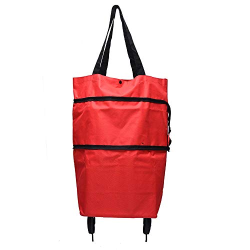 Teng Bolsa de Compras Reutilizable Oxford Shopping Trolley Bag Canvas Bolsa de la Bolsa de la Bolsa de la Bolsa de la Rueda de la Rueda de la Rueda Red
