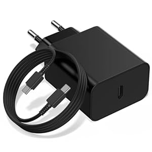 45W Schnellladekabel USBC und Schnellladegerät Ladegerät für Samsung Galaxy S25 S24 S23 S22 S21 S20 S10 S9 A55 A54 A53 A52 A51 A34 A15, 1M USBC Ladekabel mit PD45EU-1M-B-1Pack