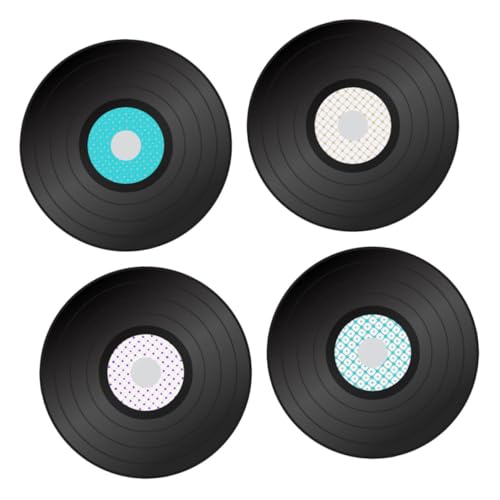 GRIRIW 4 piezas Pegatinas de Vinilo para Pared Vintage de Discos de Vinilo Falsos Adhesivos Decorativos para Salón y Restaurante Fácil de Pegar