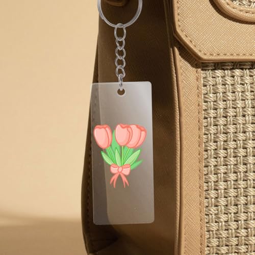 Llavero acrílico rectangular con aluminio resistente para decorar bolsos 8