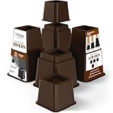 Utopia Bedding Bed Riser, 3 & 5 Inches Adjustable Furniture Risers for 8 Inch Combined Furniture Lift, Under Bed Storage & Dorm Room Essential, Supports Up to 1,300 lbs (4 Set, Brown)