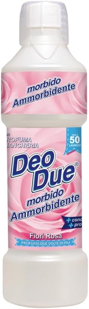 DEO DUE Testpaket Fiori Rosa, 3x Waschmittel 1Lt + 3x Weichspüler Konzentrat 1Lt + Beni Culinari Kostenloser Schlüsselanhänger