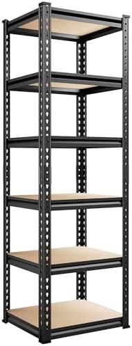 REIBII Storage Shelves 6 Tier Garage Shelving Heavy Duty Metal Shelving Loads 2250LBS Adjustable Metal Shelves for Garage Pantry Closet Kitchen Basement 16" W x 16" D x 72" H