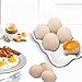 Flexzion Ceramic Egg Holder for Fridge - 6 Cups Egg Tray Half Dozen Porcelain Container Keeper Storage Organizer Decorative Serving Dish Serveware for Refrigerator Countertop Display Kitchen (White)