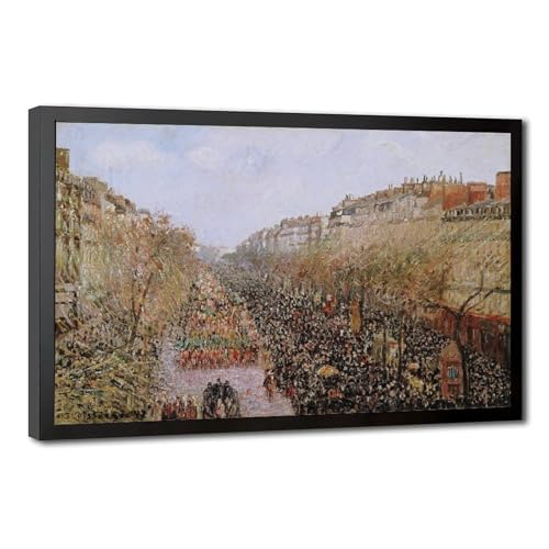 Toile Boulevard Montmartre Mardi Gras Paris par Camille Pissaro pour une décoration de bureau