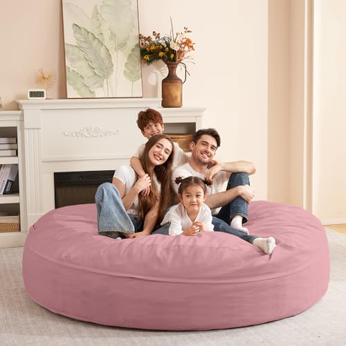Image of HABUTWAY XX-Large Bean Bag Chair: Giant 7' Memory Foam Furniture Bean Bag Chairs for Adults with Microfiber Cover 7Ft（Soft Pink）