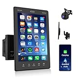 Autoradio 2 Din mit Apple Carplay Android Auto Bluetooth 9.5 Zoll Vertical Touchcreen Autoradio Doppel Din mit IOS/Android Mirror Link FM Radio USB/DVR/TF/AUX Lenkradsteuerung + AHD Rückfahrkamera