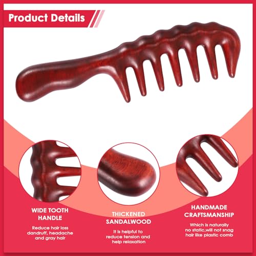 Haarkamm zum Entwirren - Breitzahn Holz Grober Kamm für Locken und lange Haare - Kein Statischer NatüRlicher Sandel Holz Massage Haar Kamm