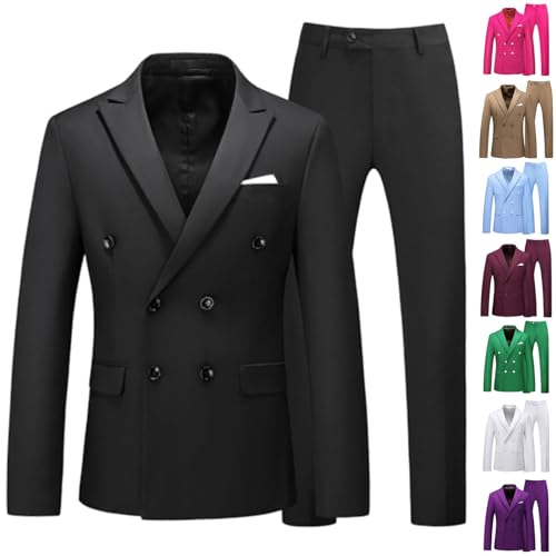 Cambkatl Men's 2 Piece Blazer Outfits Slim Fit Double-Breasted Suit Jacket Sport Coat and Pants Wedding Prom Suits2