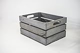 CAJA VINTAGE Caja de Almacenamiento con Asas Sam, Caja Tipo Fruta con Asas de Madera, Gris, 31x21x18.7cm. Incluye Imán Personalizable.
