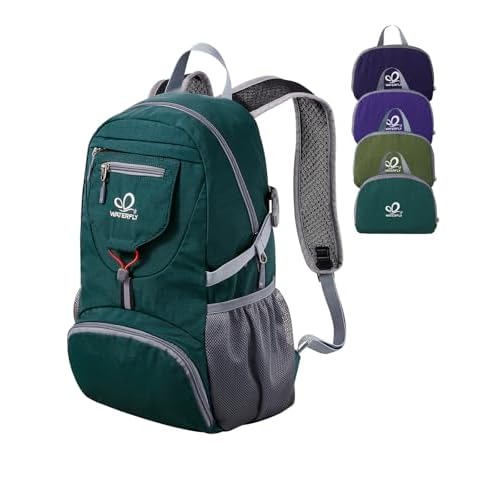WATERFLY Small Lightweight Packable Backpack: 20l Ultra Light Foldable Travel Hiking Camping Daypack Day Pack for Man Woman New-dark Green