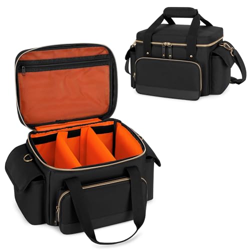 Damero Boîte de Rangement pour disques vinyles 7 Pouces, Sac de Transport pour Plus de 80 vinyles, Sac de Transport avec Compartiments pour Les Voyages, Les...