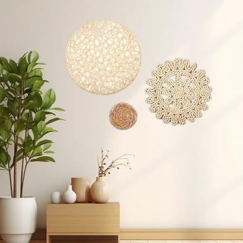 Cestas de pared boho redondas para decorar tu sala de estar, dormitorio o la guardería 4