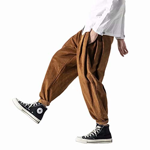 KOGARASI ワイドパンツ メンズ 袴パンツ コーデュロイ サルエルパンツ 秋 冬 ロング ズボン ビッグシルエット ストライプ 無地 カジュアル おしゃれ ゆったり 大きいサイズ