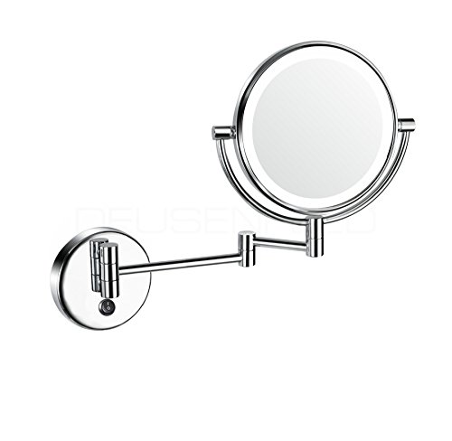 Preisvergleich Produktbild DEUSENFELD WLED52A - AKKU LED Doppel Kosmetikspiegel, Rasierspiegel, Schminkspiegel, 5X Vergrößerung + Normal, Ø20cm, Tageslicht LEDs, 5200mAh Lithium Ionen Akku, inkl. weißem Ladegerät, verchromt