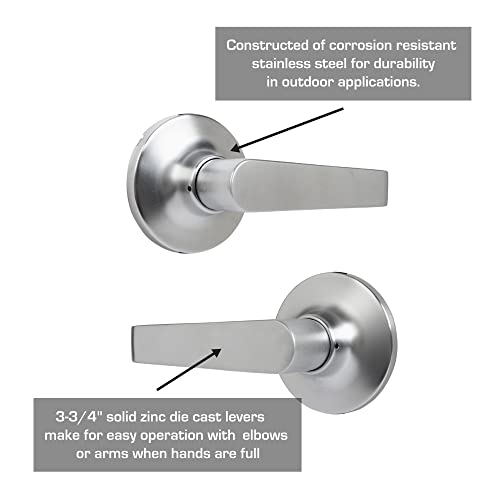 Image of BRINKS Commercial - 4-Pack Light Duty Passage Door Lever, Satin Chrome Finish - Meets ANSI Grade 2 Standards and is ADA Compliant
