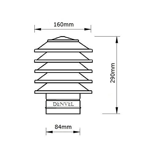Kaminhaube Denvel Lamellenaufsatz aus Edelstahl 80 mm