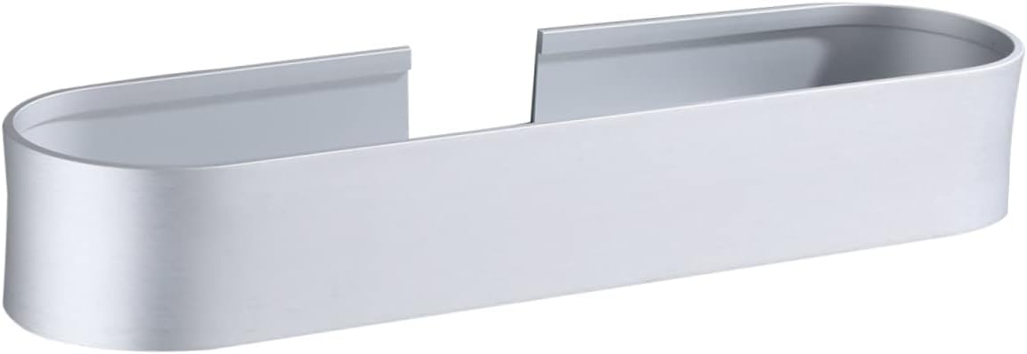 Wall Mounted Rack Adhesive Bathroom Kitchen Holder Aluminum Storage Shelf for Toothbrush Cups Easy Installation Space-saving Design Silver