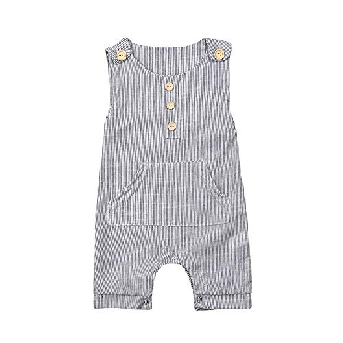 Douhoow Unisex Infant Baby Clothes Boy Girl Overalls Jumpsuit Romper with Short Legs (0-3 M, Stripe)
