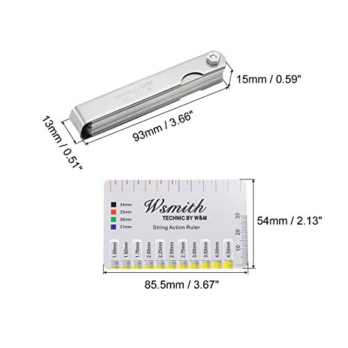 PATIKIL Feeler Gauge Dual Marked Measuring Tool 32 Blades Stainless Steel Silver and Gold String Action Ruler for Guitar Player - Image 2