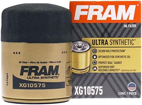 FRAM Ultra Synthetic Automotive Replacement Oil Filter, Designed for Synthetic Oil Changes Lasting up to 20k Miles, XG10575 with SureGrip (Pack of 1)