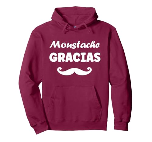 Barbe Hipster Moustache Gracias Homme Humour Moustache Sweat à Capuche, Unisexe pour Adultes, Marron, S