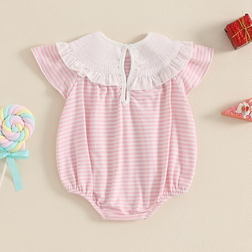 Newborn Infant Plaid Smocked Bubble Romper Cake Embroidery One Piece Jumpsuit Cute Baby Girl Birthday Clothes3