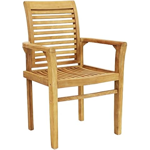 Sunnydaze Teak Outdoor Armchair - Light Brown Wood Stain Finish Cover