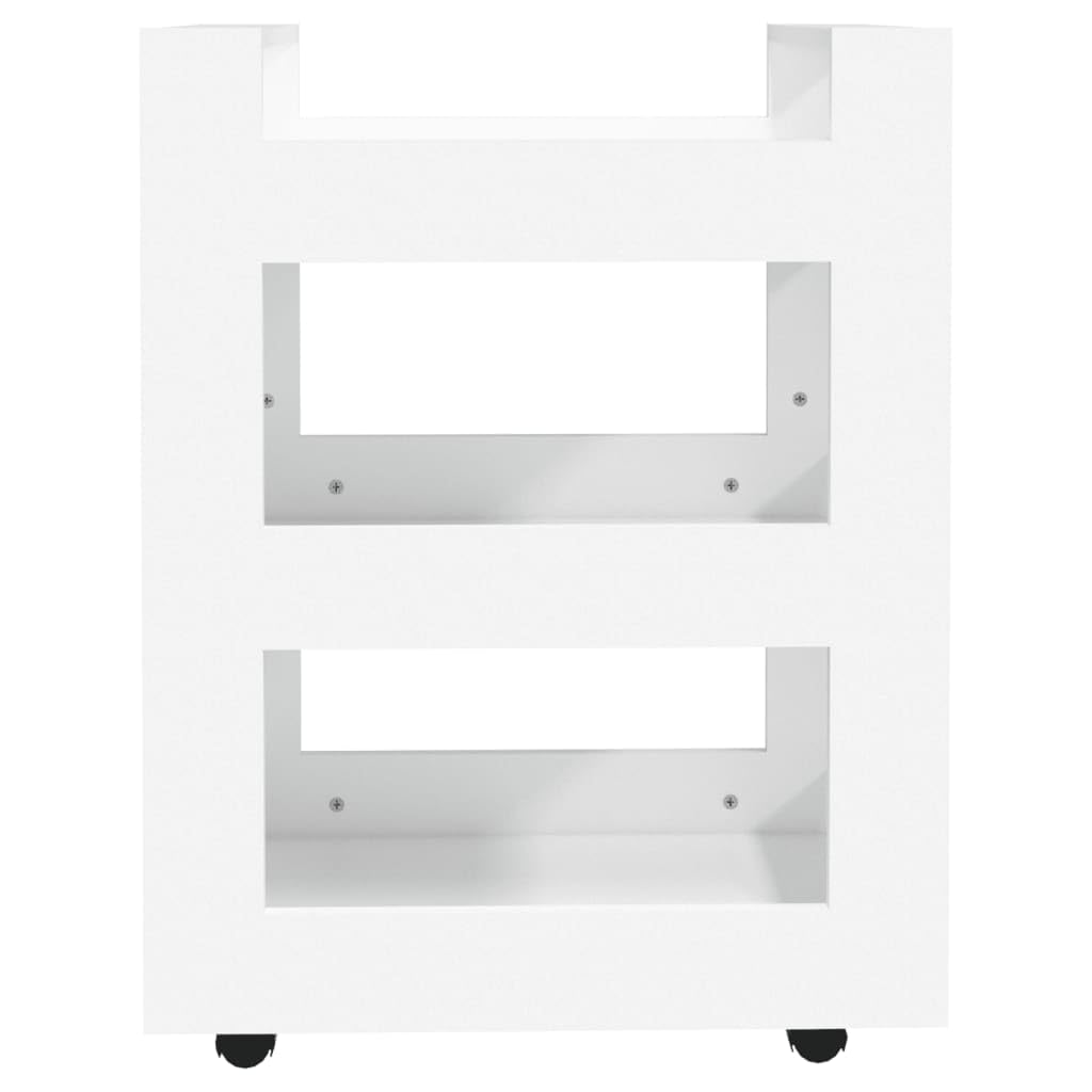 Carro de cocina genérico blanco 3 estantes madera ingeniería | 4 ruedas, fácil de mover, 60 x 45 x 80 cm, gran espacio de almacenamiento, montaje fácil